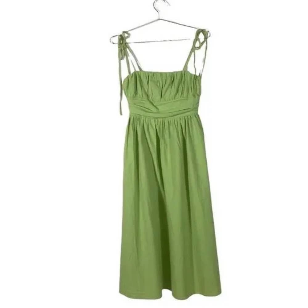 AREA Stars Corti Tie Strap Midi Green Summer Beautiful Dress Size M - Picture 3 of 6